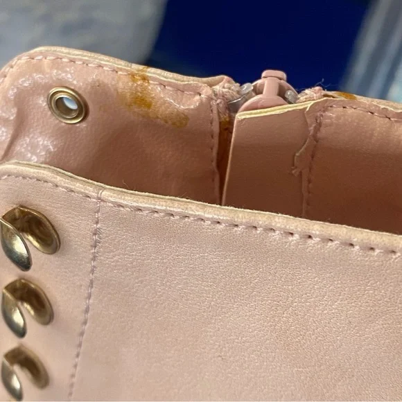 Light pink lace up peep toe ankle high heel zipper booties size 10 - Picture 10 of 14